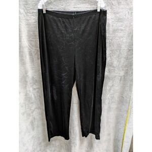Womens Velvet Pants Plus Size 1X Black Crinkle Pattern Stretch‎